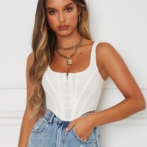 Bustier White Crop Top - White Fox